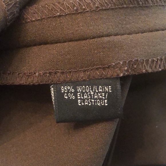 Lafayette 148 New York Chocolate Brown Flat Front Wool Wide Leg Trousers Pants - Picture 9 of 9